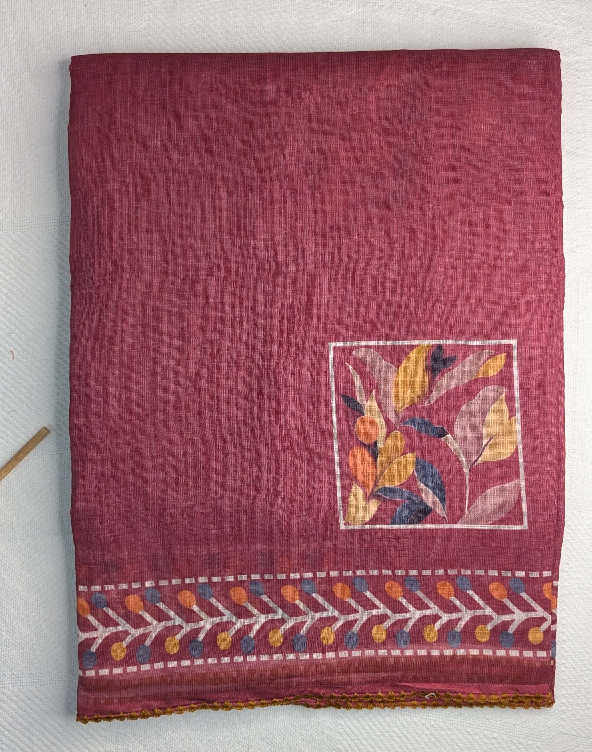 Linen Cotton Saree Purple