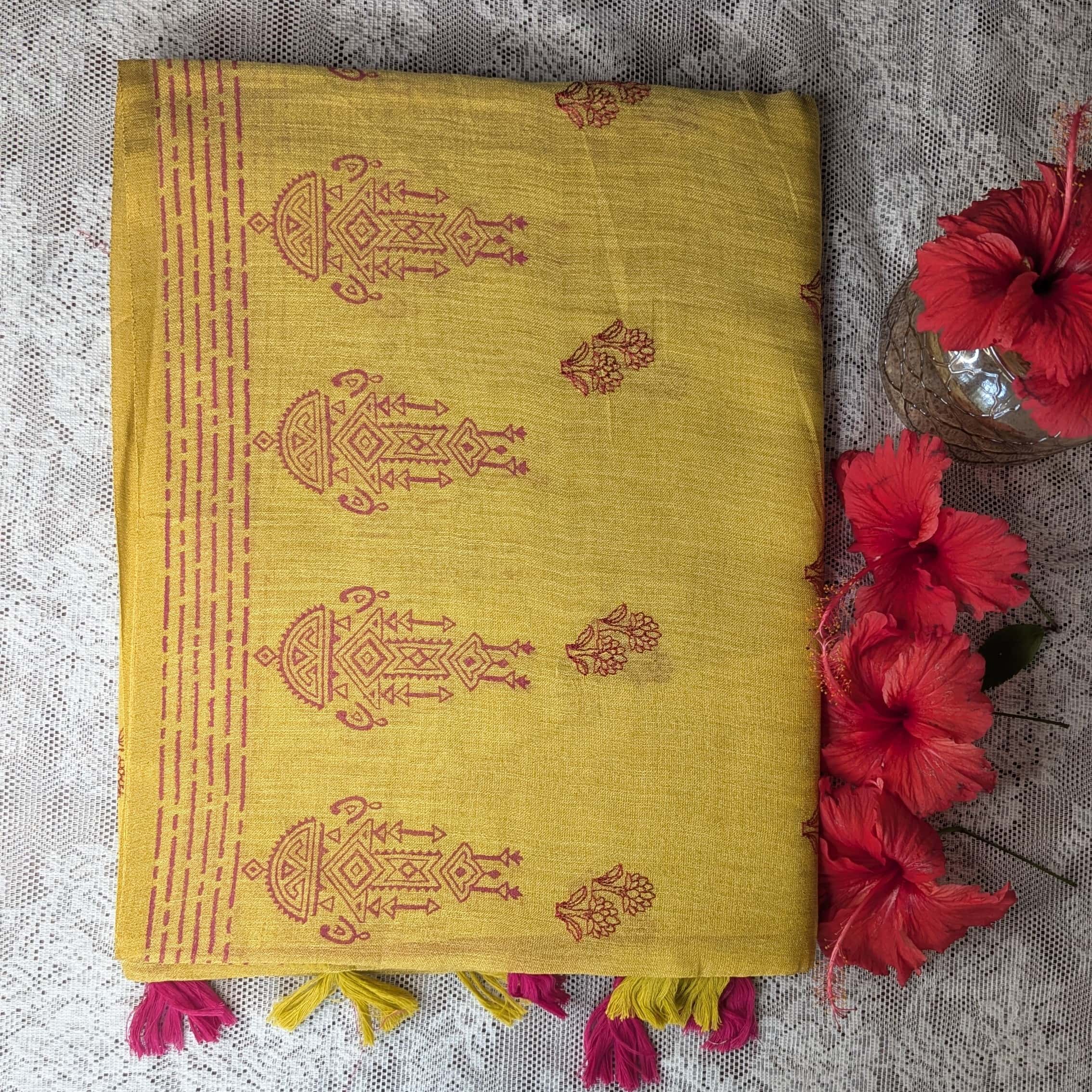 Cotton Silk Saree Sandal color